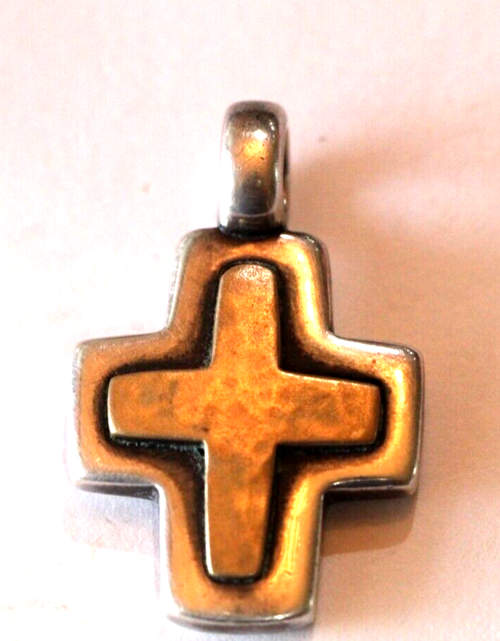 Retired James Avery Bronze and Sterling Silver Cross Pendant