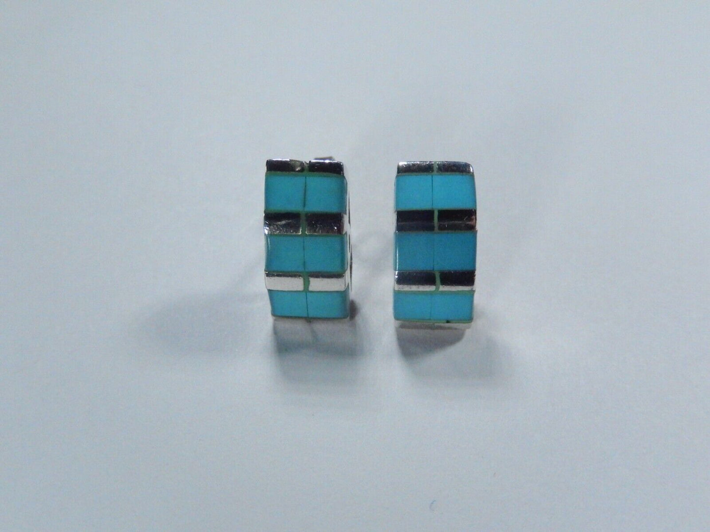 *VINTAGE* SOUTHWEST STYLE INLAY TURQUOISE POST EARRINGS