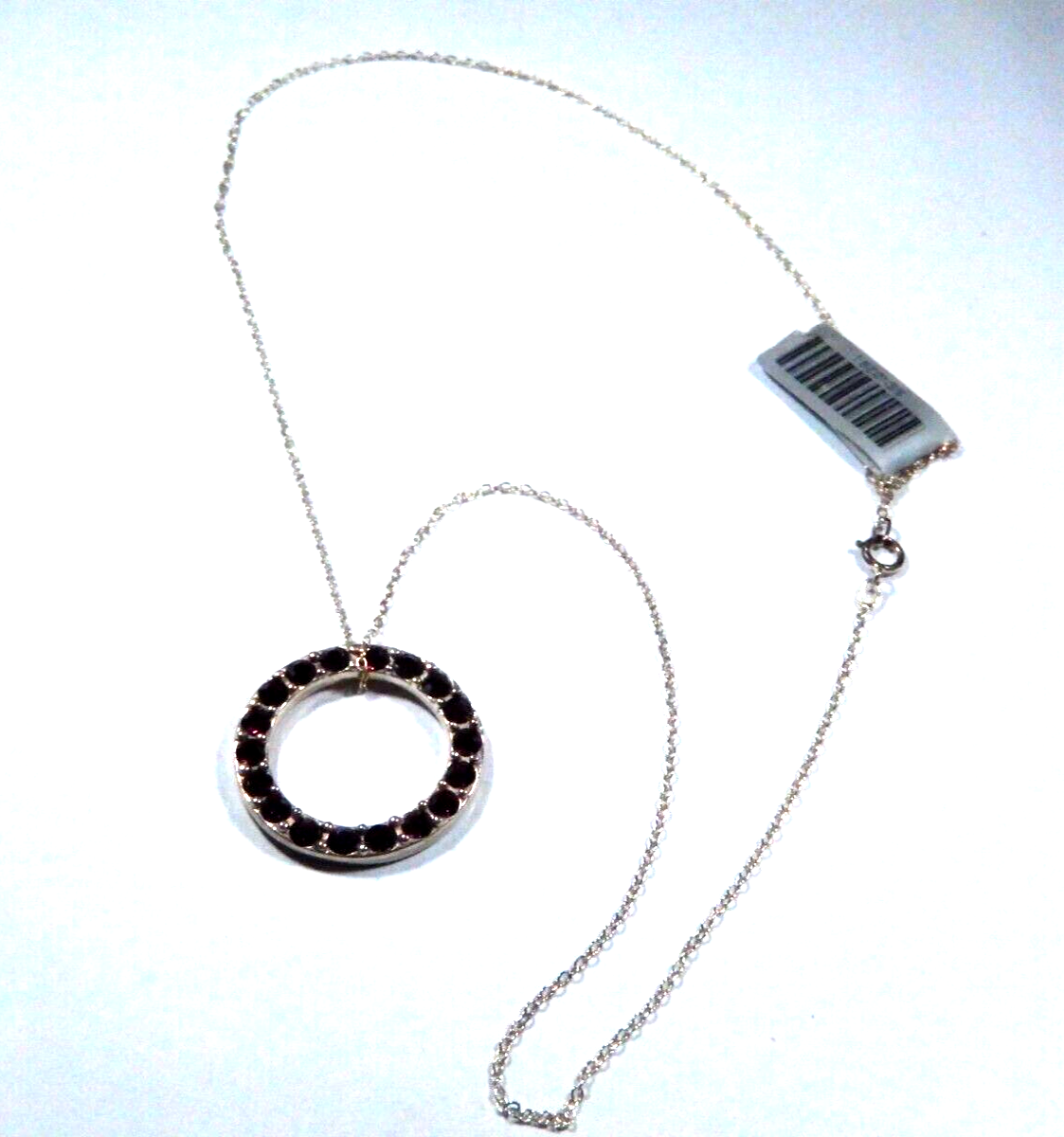 VINTAGE 925 Sterling Silver  Amethyst Eternity Circle Pendant with 18 chain