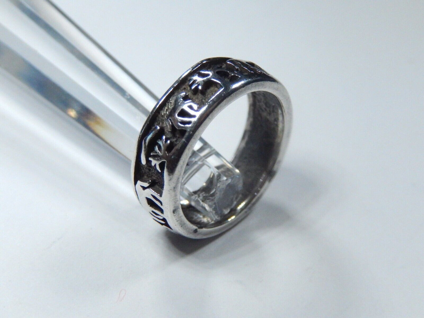 *VINTAGE* Sterling Silver  Horses Cowgirl 6.25 mm Wide Band Thick Ring Sz 6
