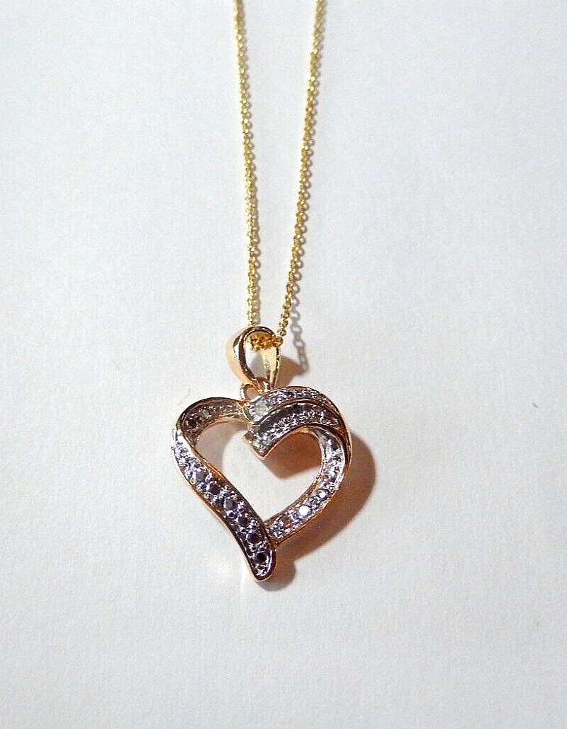Ross Simons Gold Vermeil 925 Diamond Heart Pendant with 18 Vermeil Chain