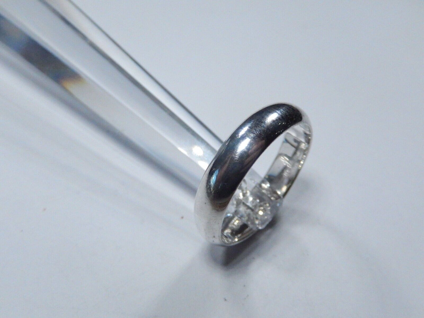 925 Sterling Silver 5mm Half Round Plain Classic Wedding Band Ring Sz 9.5