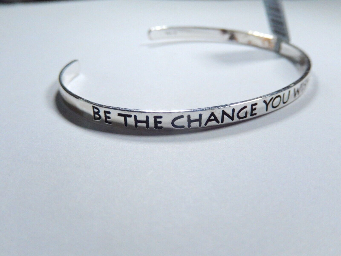 Sterling Silver 925 Inspirational "Be The Change....In The World Cuff Bracelet