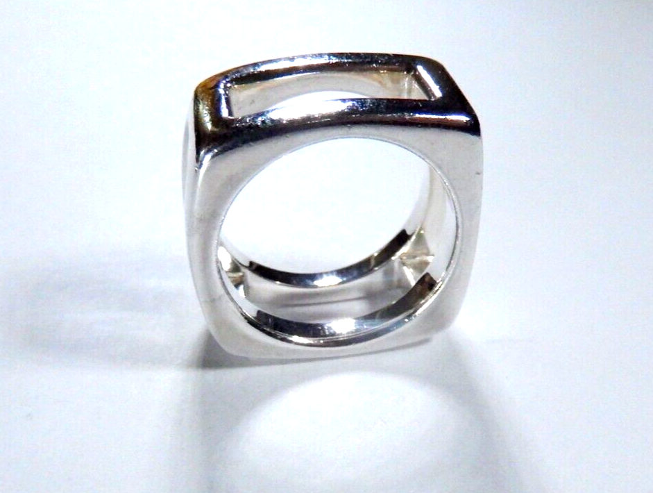 RLM Robert Lee Morris Studio 925 Sterling Silver Square Modernist Ring SZ - 7.75