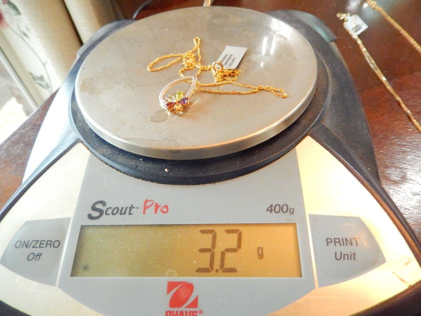 NWT Gold Vermeil 925 Diamond  Multi Colored Gemstones Pendant w 18 Chain