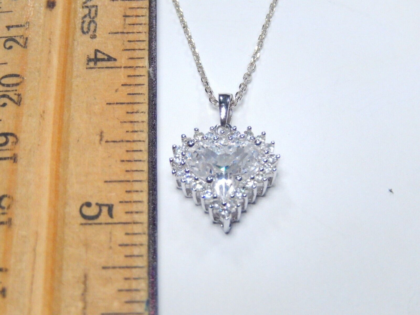 Sterling Silver 3.0 CT 9mm x 9mm CZ Heart Halo Pendant with 18" Sterling Chain
