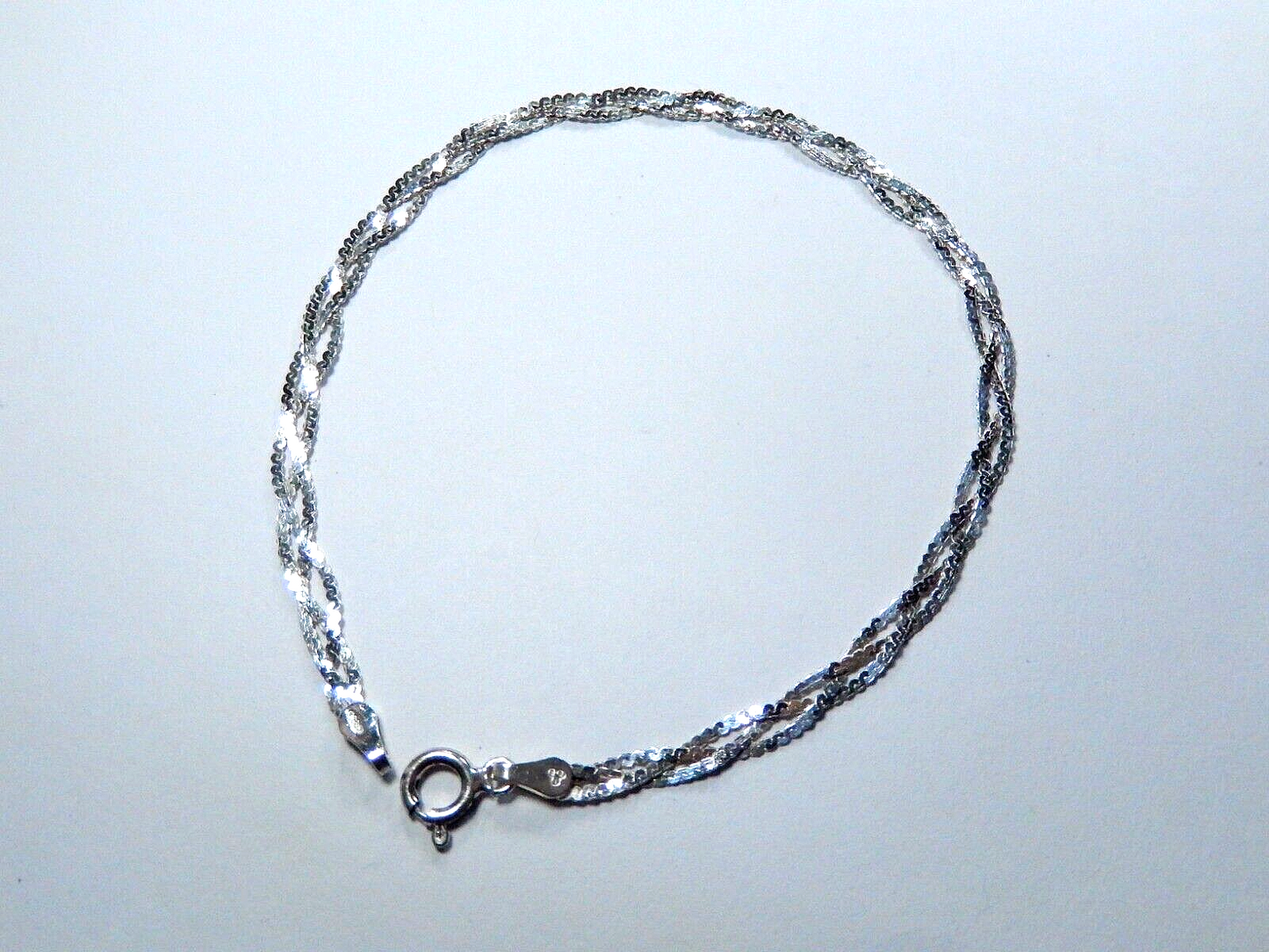 Italy 925 Sterling Silver 3 Strand woven braided bracelet 7.5 "