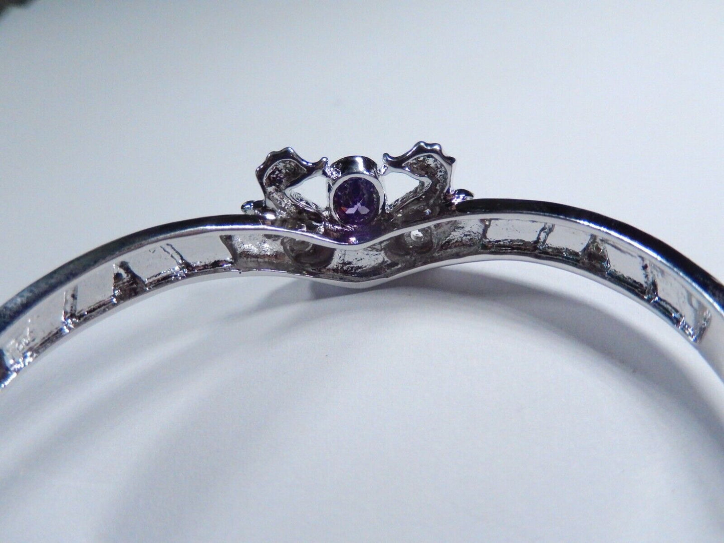 Amethyst & Australian Opal Inlay 925 Sterling Silver Bangle Bracelet