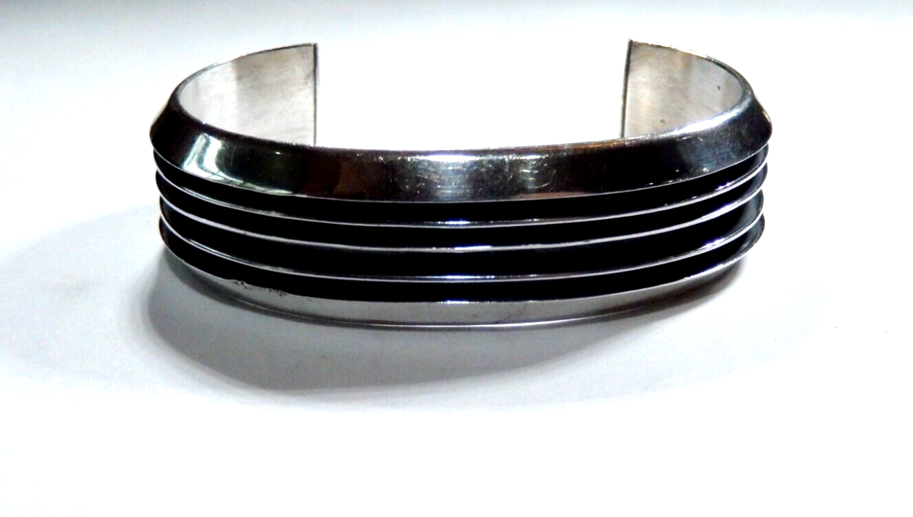 Handcrafted Tom Hawk Navajo Four Channel “RAIL” Sterling Silver Cuff Bracelet