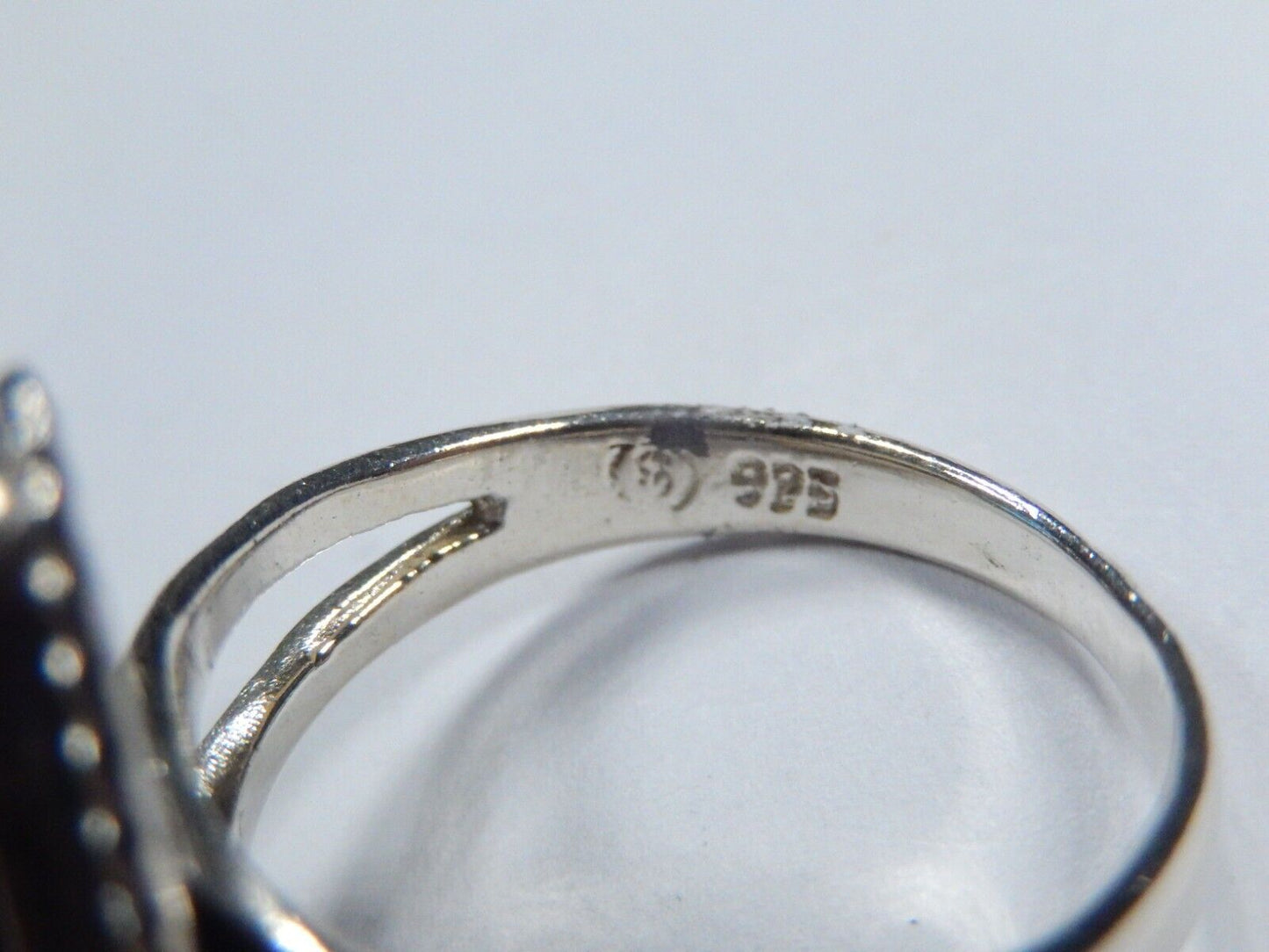 *VINTAGE*  Sterling Silver Southwest Black Onyx Ring  Sz 8.75