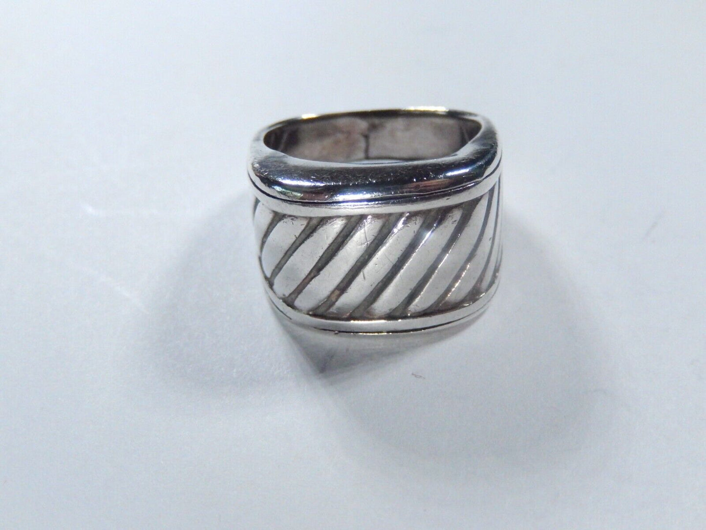 *VINTAGE* Sterling Wide Heavy Modernist Ribbed Chunky Statement Ring Sz 8