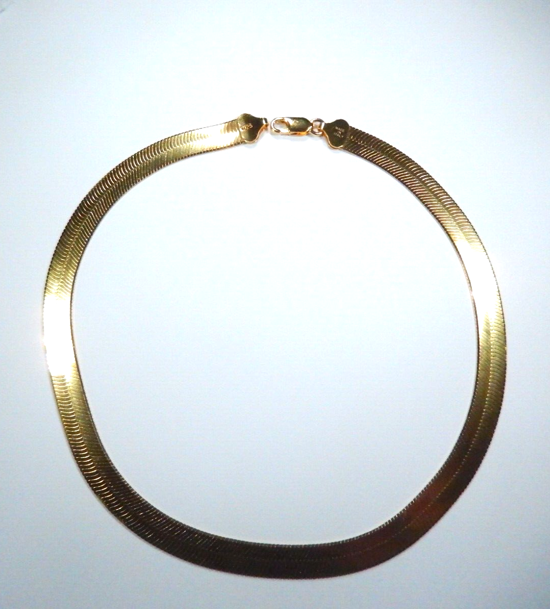 8.5mm Herringbone Chain. Vermeil Gold over Sterling Silver Necklace 16"
