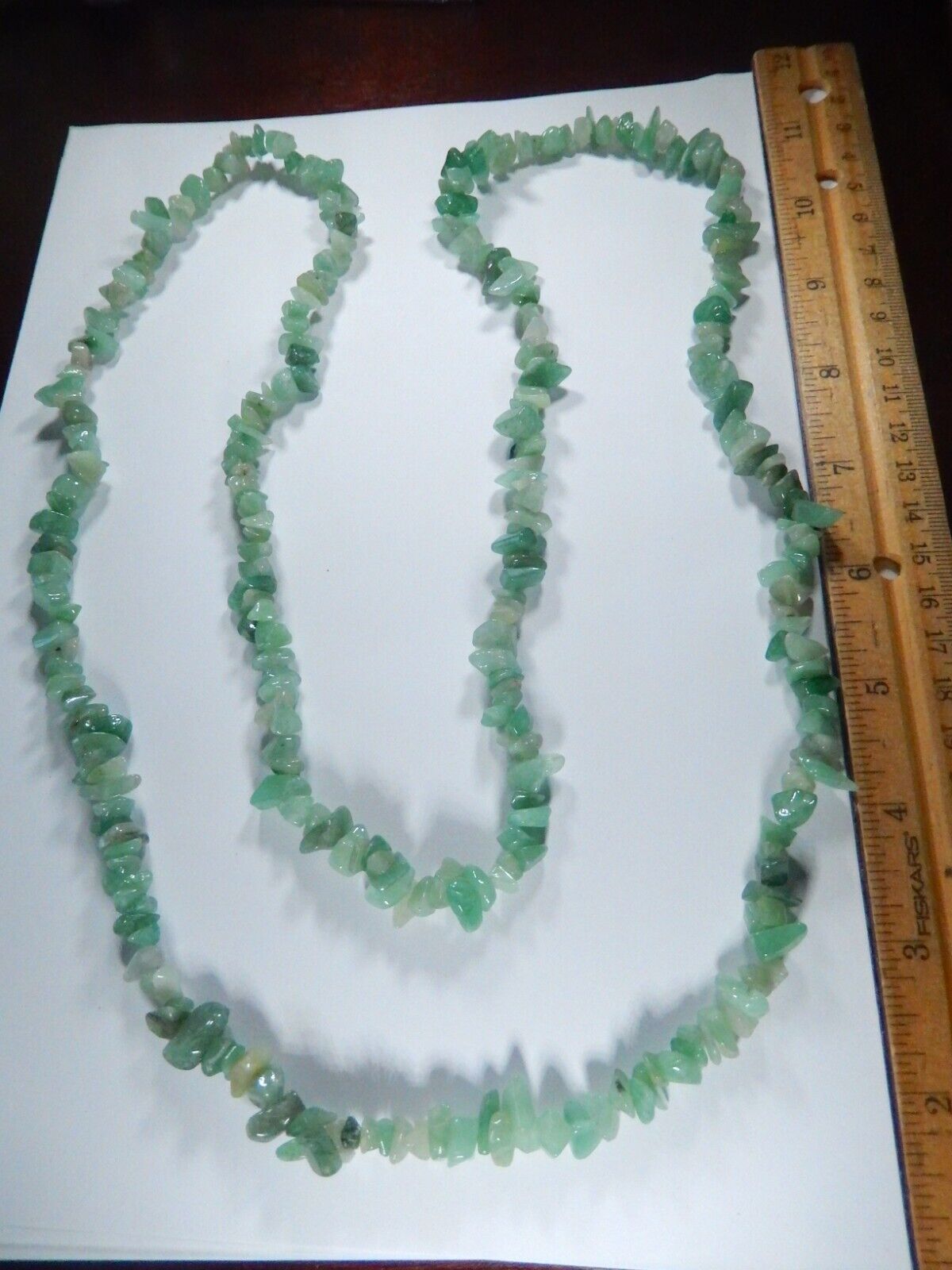 *VINTAGE*   Green Jadeite/Jade Chip Infinite Strand Necklace 42" NO CLASP.