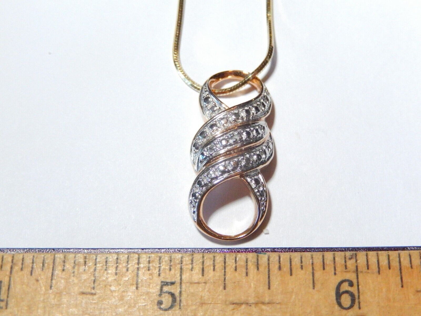 STERLING SILVER 14K VERMEIL ROSS SIMONS INFINITY DIAMOND ACCENT PENDANT wchain