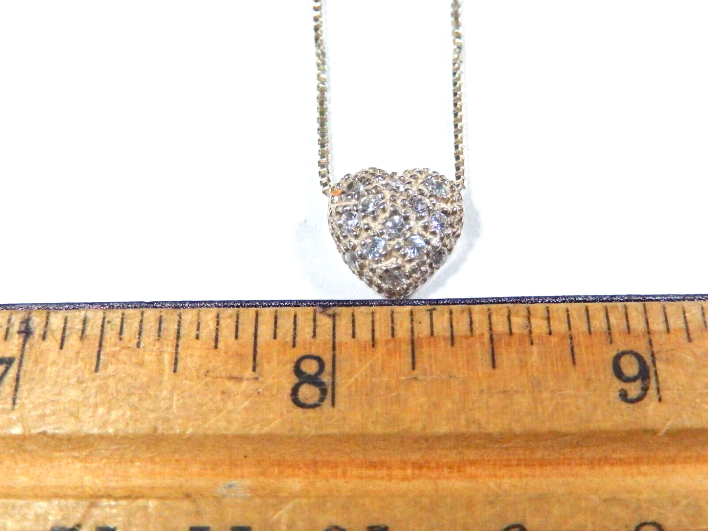 VINTAGE Avon 925 Sterling Silver Crystal Heart Pendant 18 Necklace