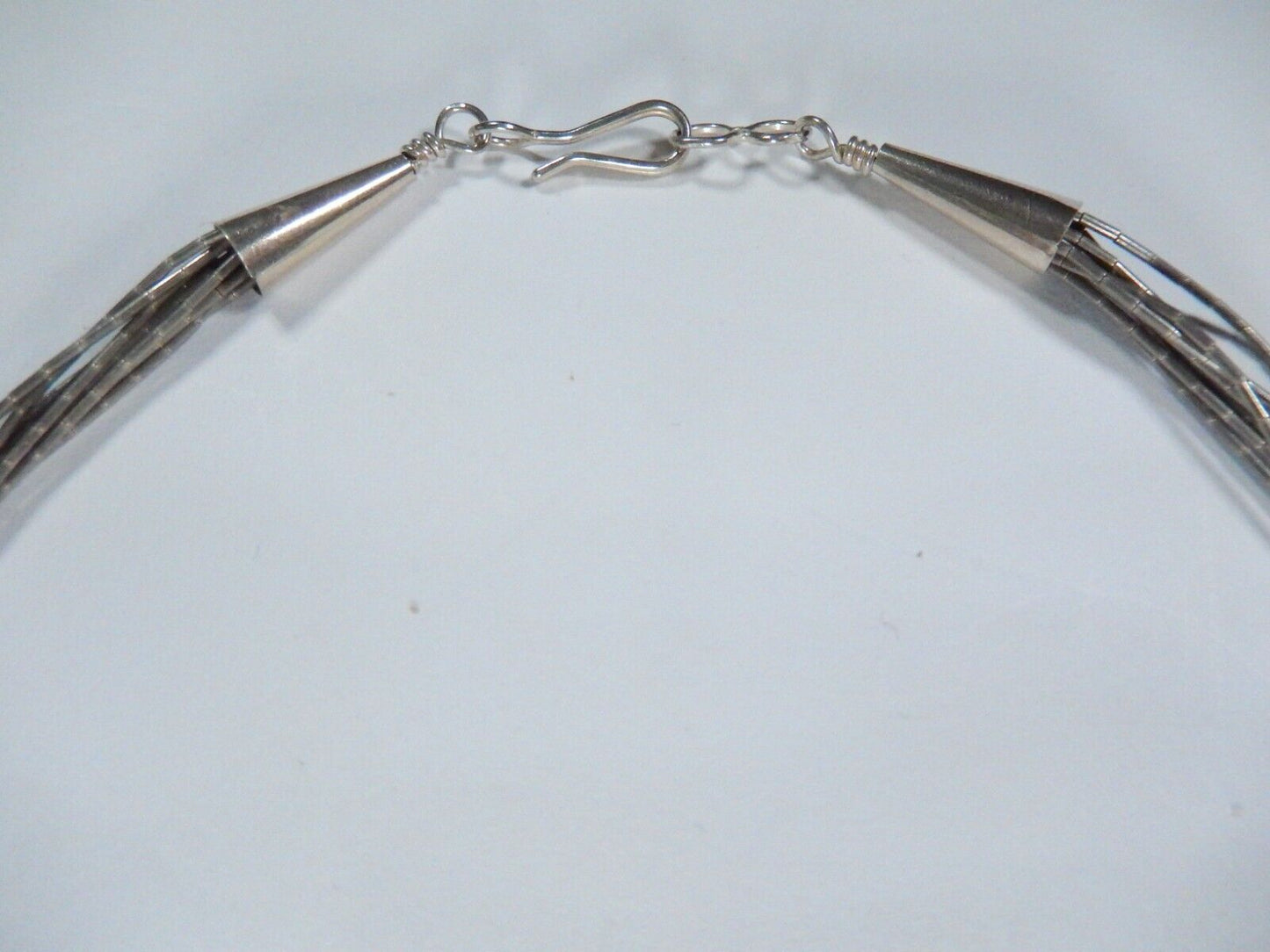 Native American Liquid Silver 10 Strand Layered Necklace 925 Sterling Silver 24"