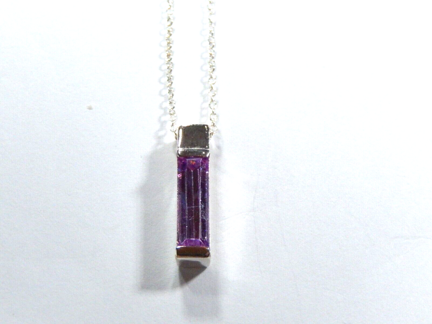 Sterling Silver Purple Amethyst Pendant w/18" Sterling Chain