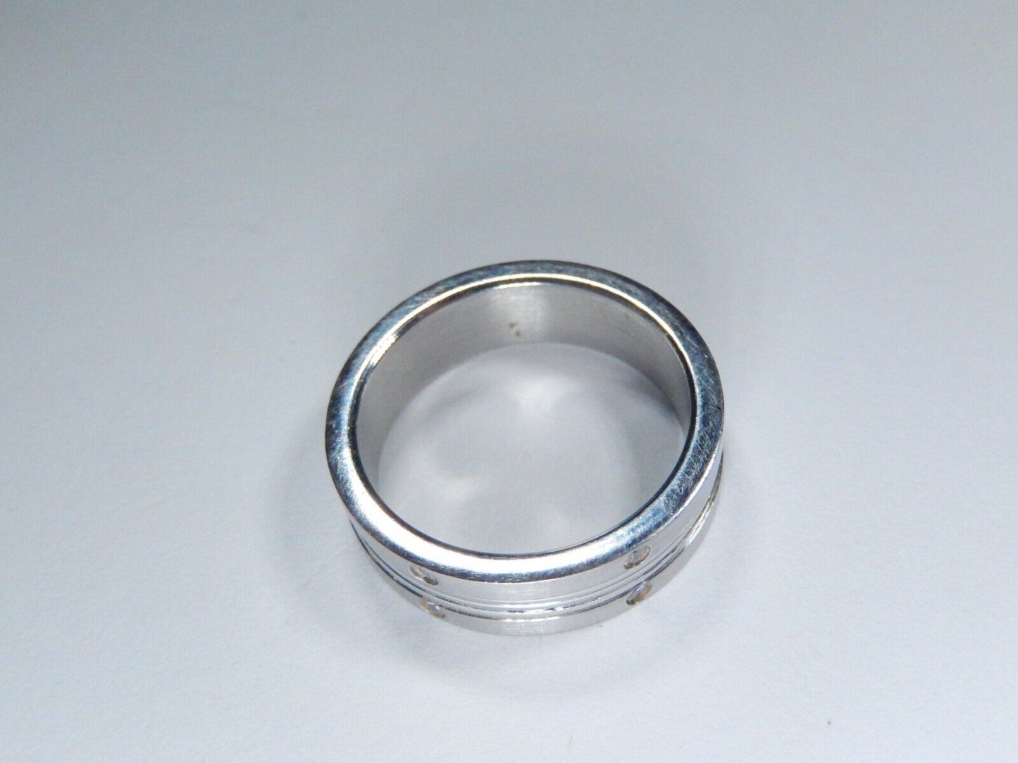 Stainless Steel 6mm Wedding Band with 12 CZ's  Size 8.5