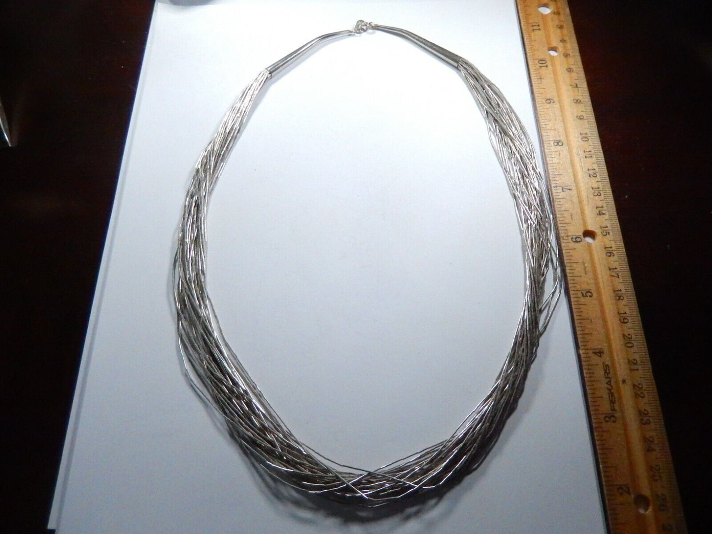 VINTAGE~NATIVE AMERICAN LIQUID STERLING 925 NECKLACE~25 Strand~34 GRAMS~24" LONG
