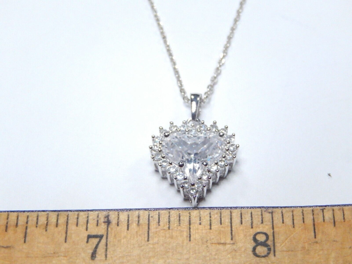 Sterling Silver 3.0 CT 9mm x 9mm CZ Heart Halo Pendant with 18" Sterling Chain