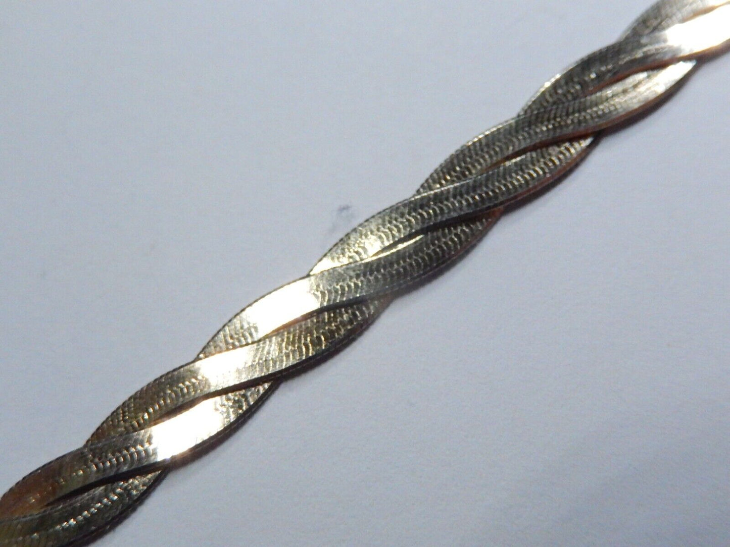 Two Tone Sterling 925 Three Strand 7mm Braided Bracelet Made in Italy  6.75"