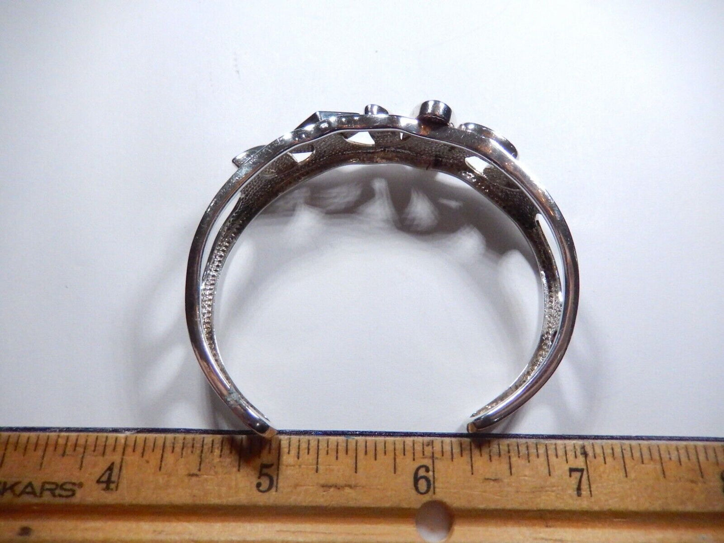 *VINTAGE*   WHITNEY KELLY Inlaid  Fire Opal Mosaic Sterling Silver Cuff Bracelet