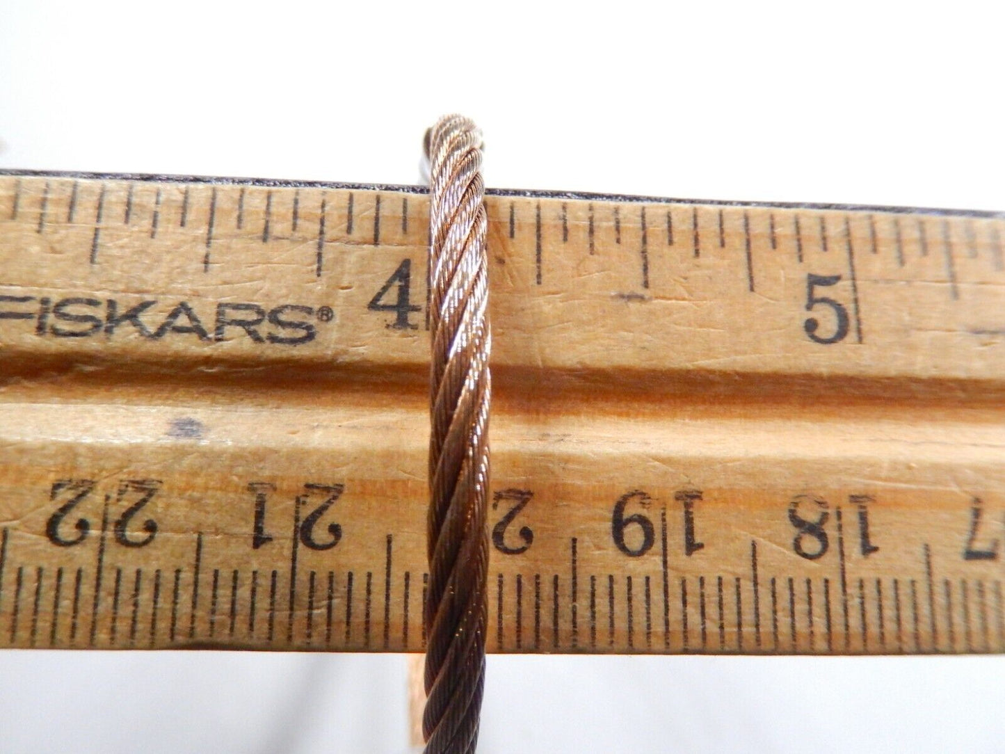 Sterling Silver Rose Gold Tone Stainless Steel Diamond Twist Bead Bracelet  7"