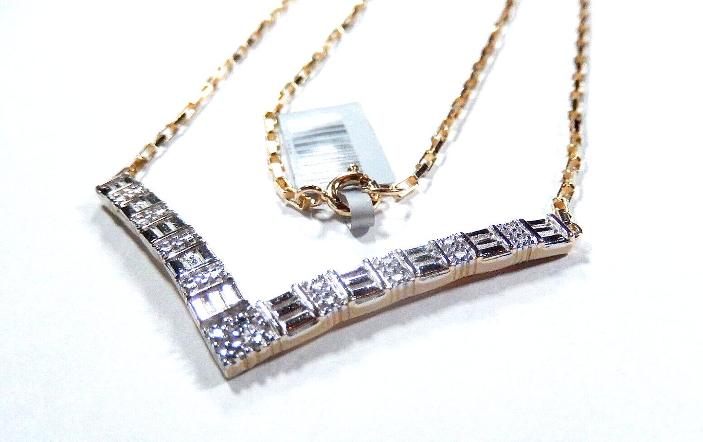 Ross Simons Gold .925 Vermeil "V" Diamond Pendant & 18" Fancy Vermeil Chain