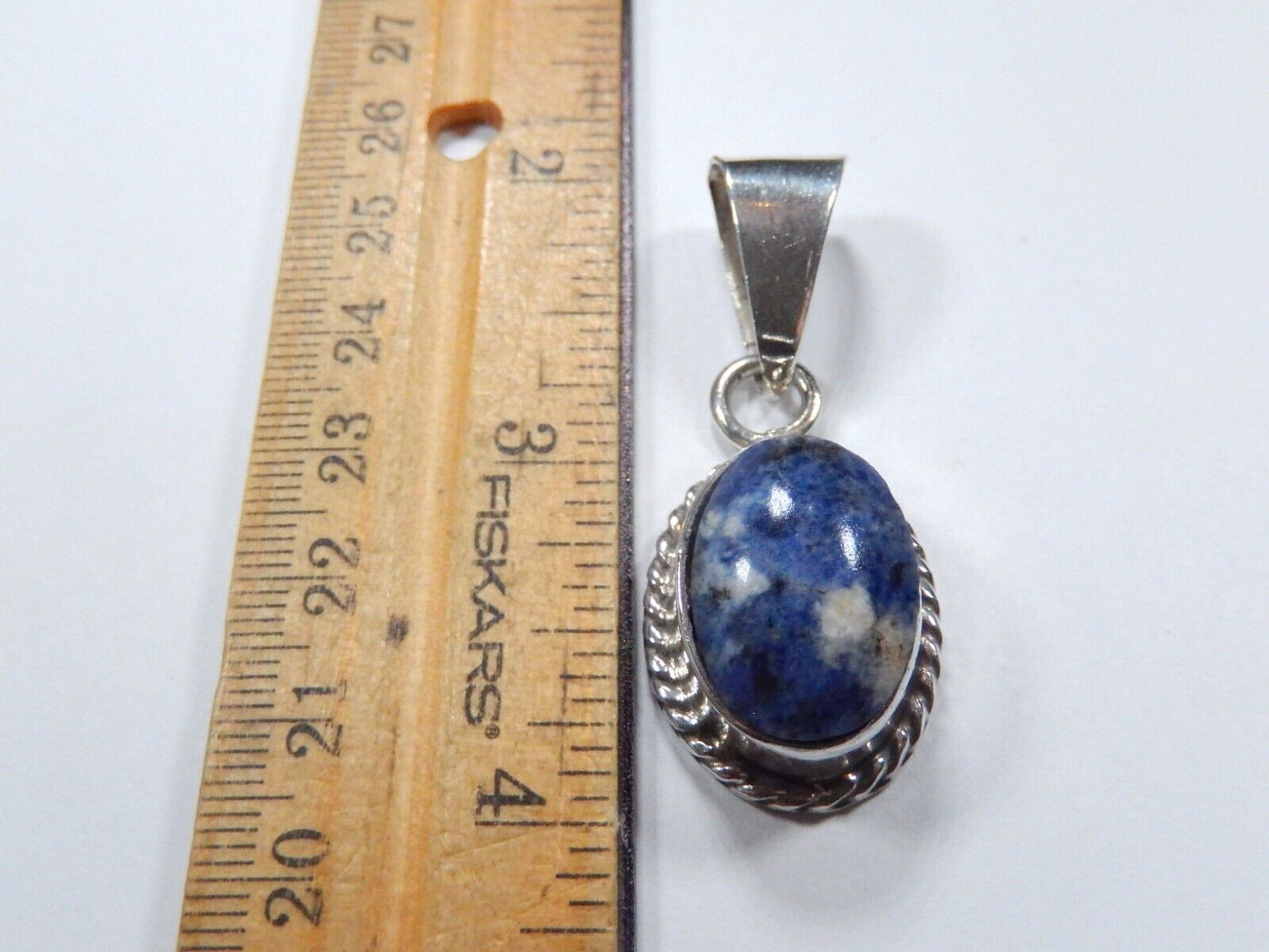 VINTAGE - Large Sterling Silver Lapis Pendant with Large Bale