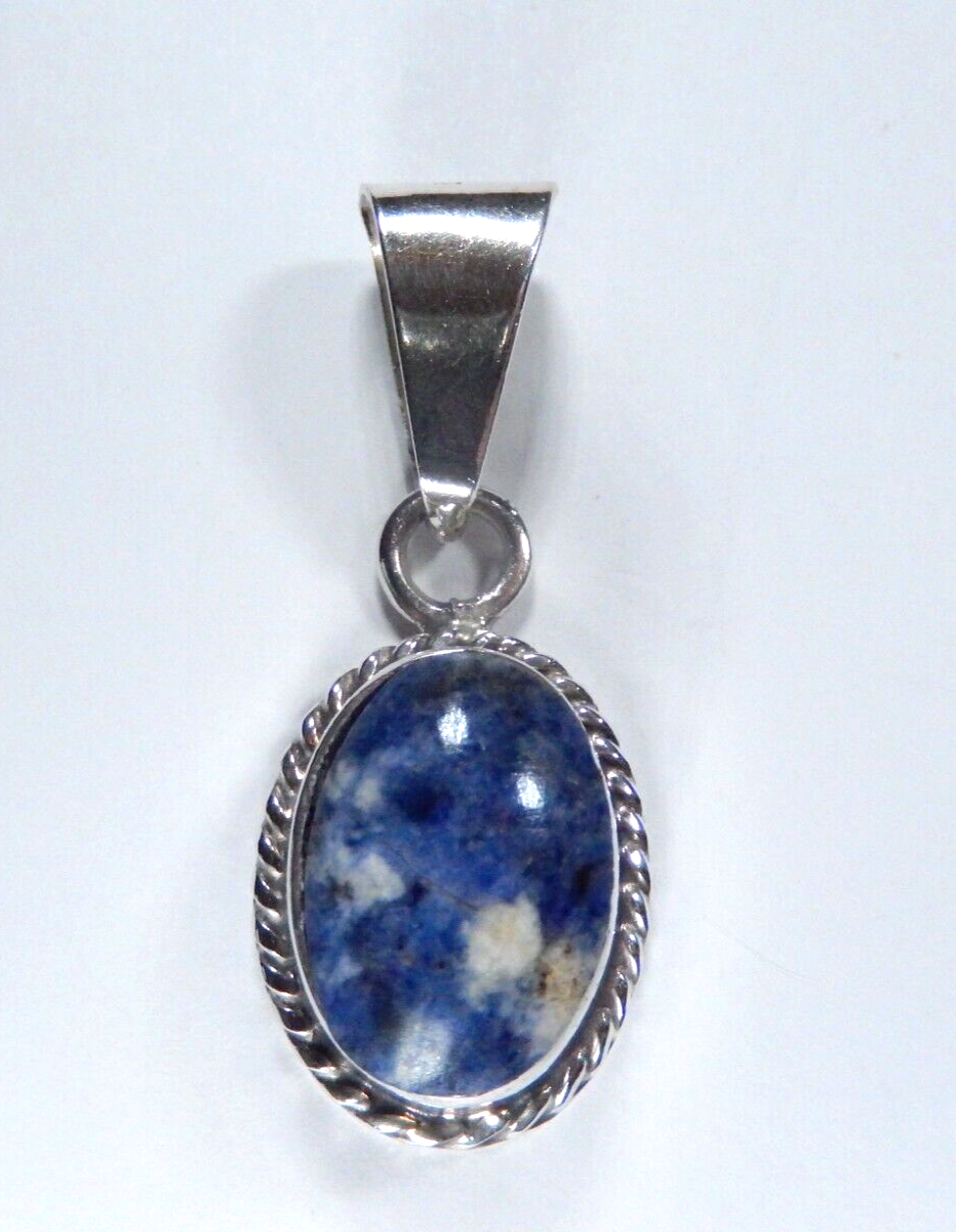 VINTAGE - Large Sterling Silver Lapis Pendant with Large Bale