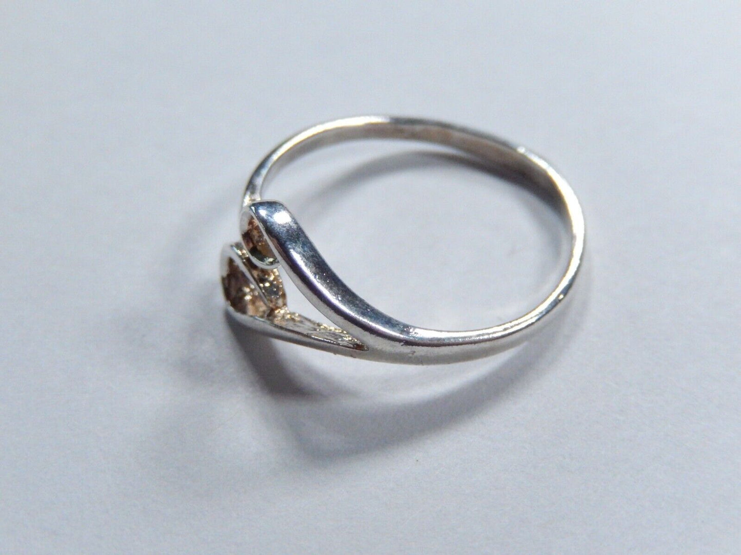*VINTAGE*  925 STERLING SILVER OPEN SCROLL HEART RING SIZE 7.25