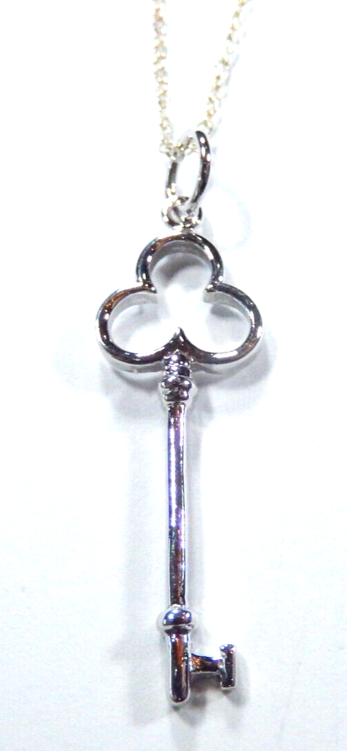 Skeleton Key Sterling Silver 925 Pendant w/18" Sterling Chain