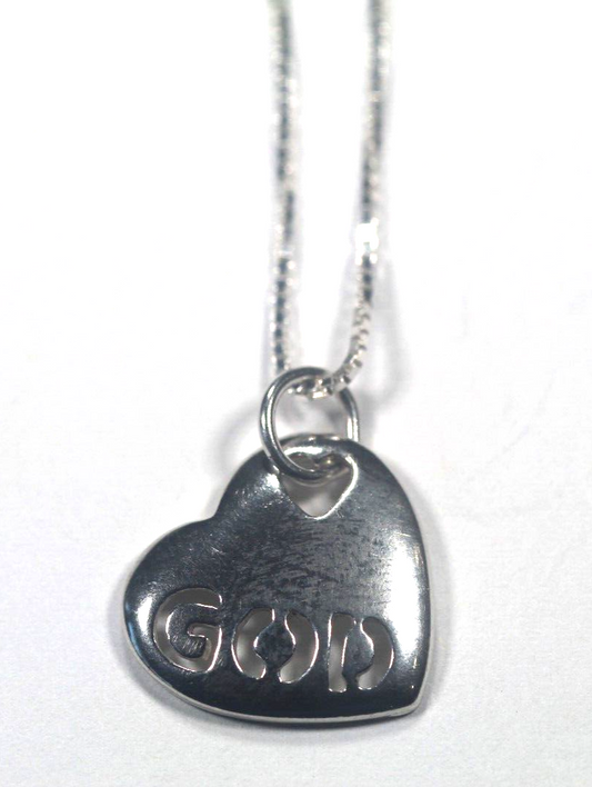 Sterling Silver  God Religious  Pendant w/20" Sterling Box Chain