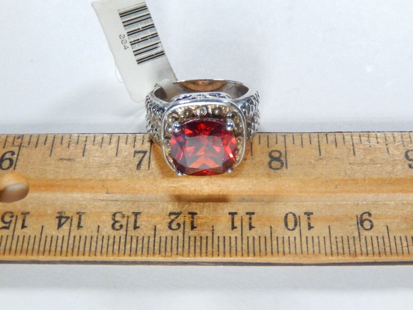 Sterling Silver 11 mm Cushion Cut  5.00 CT Lab Created Ruby Ring Size 7.25