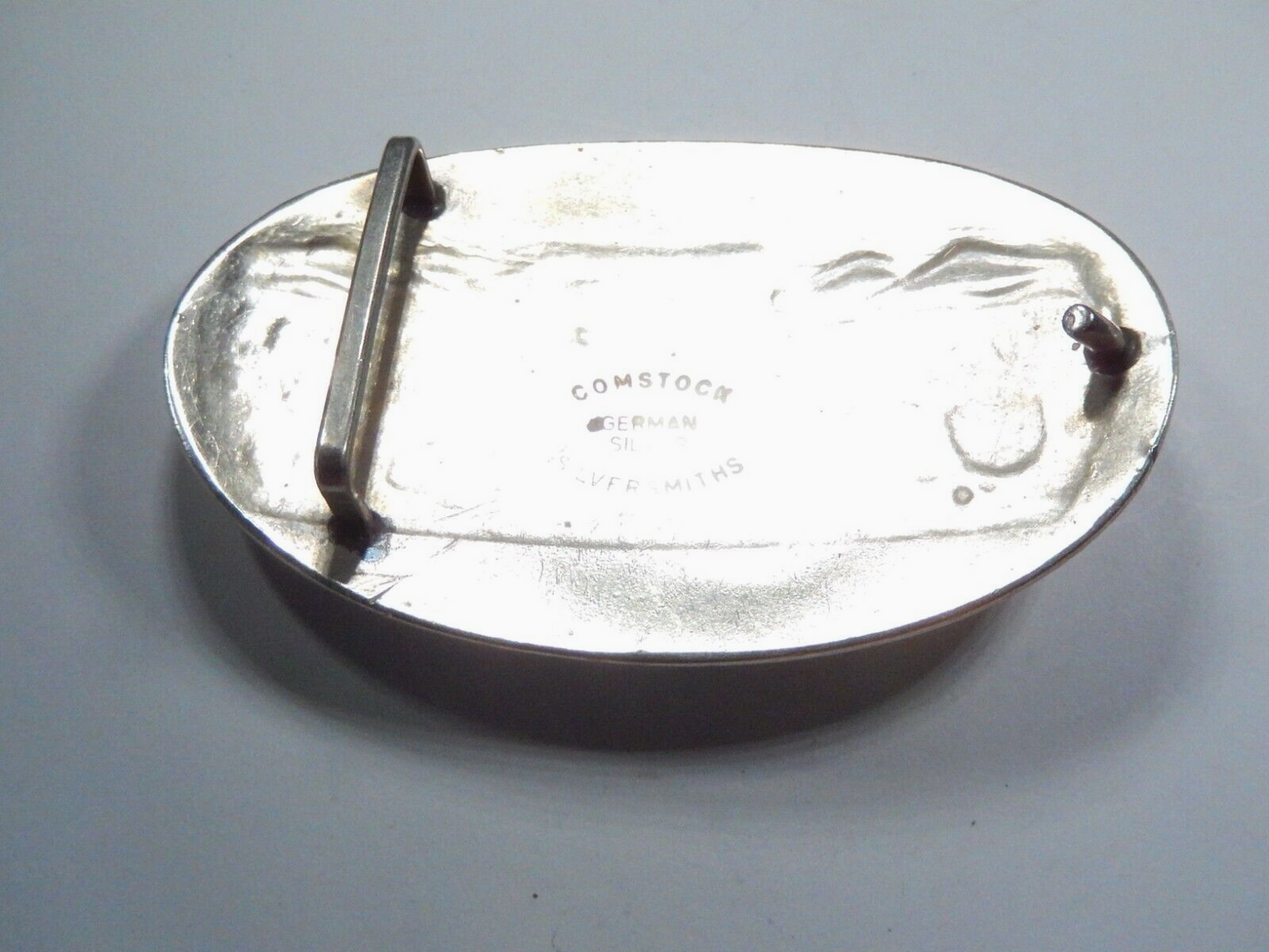 *VINTAGE* 60-70's COMSTOCK  SOLID GERMAN SILVER Team Roping Belt Buckle 4"x2.5"