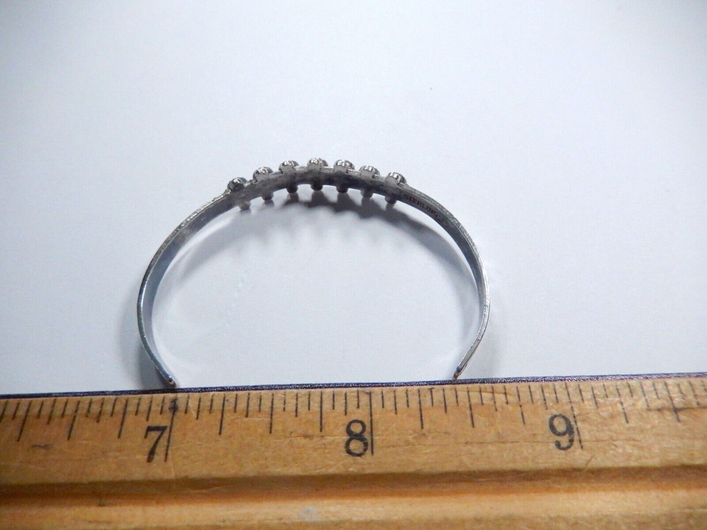 VINTAGE Child's Navajo .925 Sterling Silver Turquoise Cuff Bracelet Petit Point