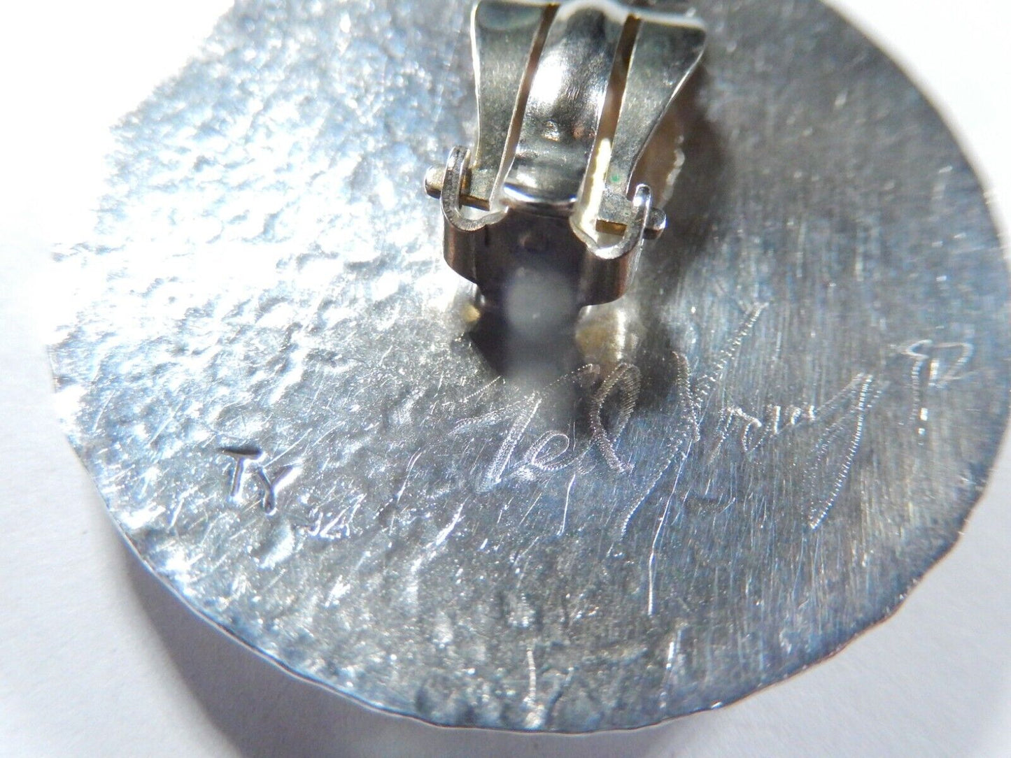 *VINTAGE*  TY Yazzie Sterling Silver Turquoise Native American Clip On Earrings