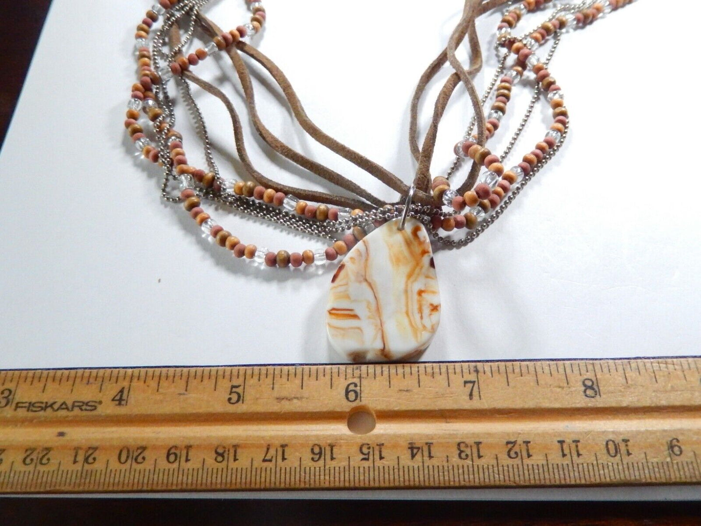 NEW BOHO STYLE MULTI-STRAND BEADED & SUEDE LEATHER CORD 20" - 24"NECKLACE