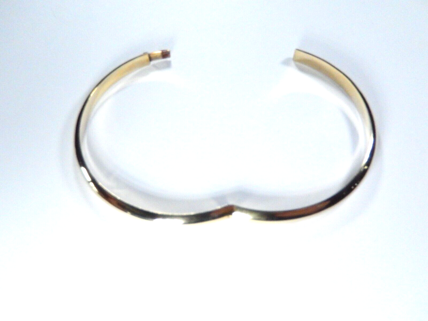 *VINTAGE* Smooth High Polished 5mm Wide Gold Vermeil Hinged Bangle Bracelet