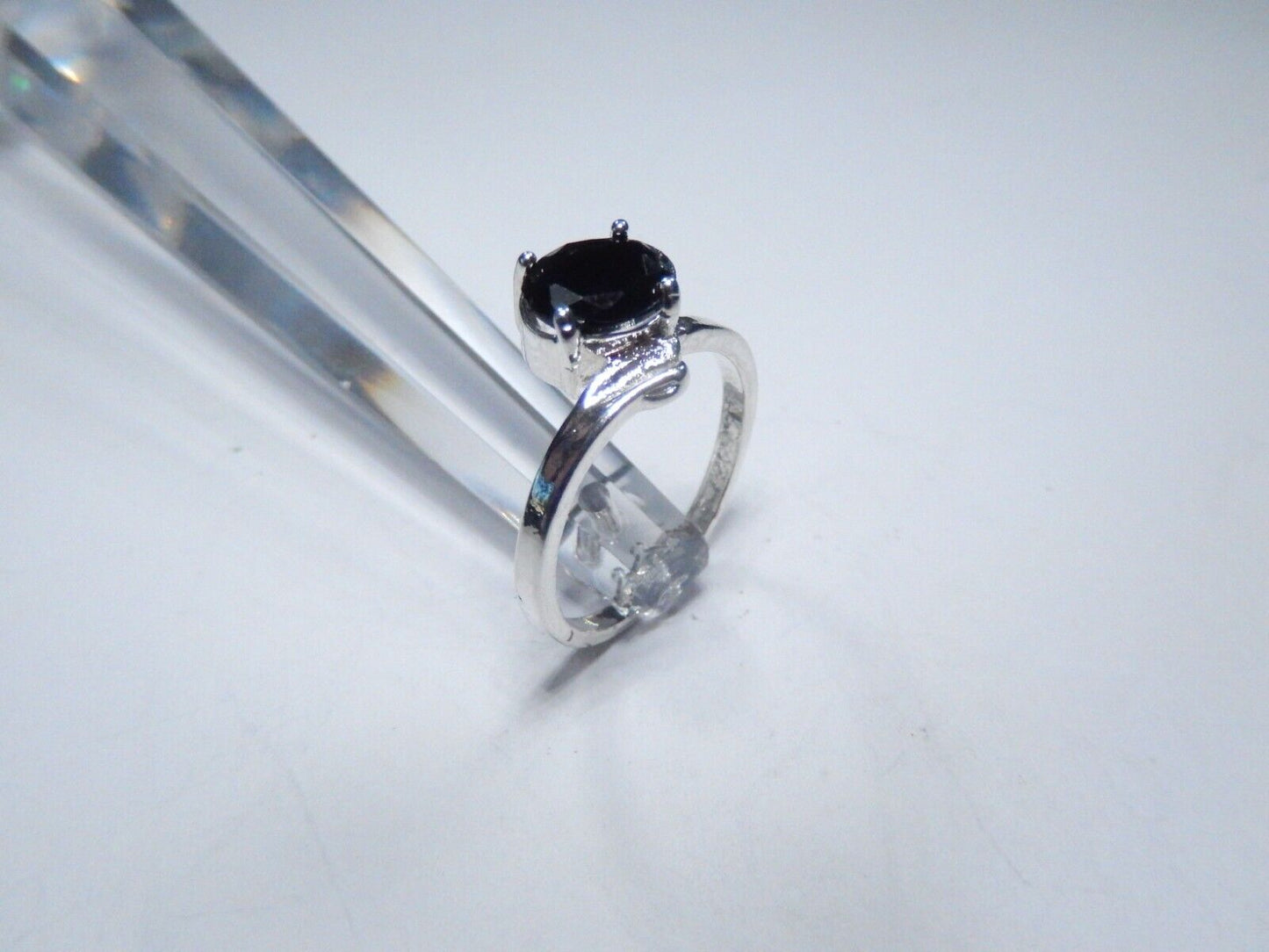 *VINTAGE*  925 Sterling Silver Solitaire Ring Black Onyx Ring Size 6.5