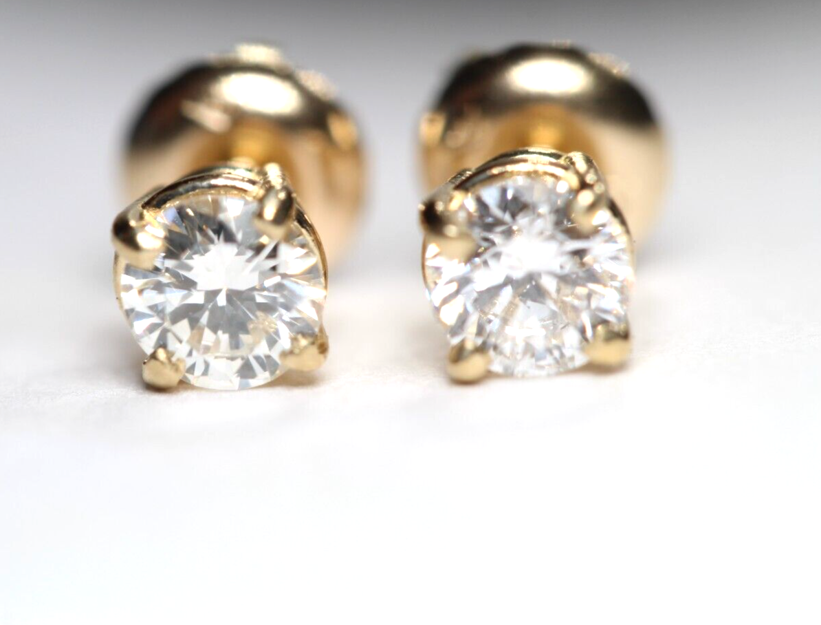 New!! 14KYellow Gold .40 CT TW Natural Diamond SI-1 /I-J ScrewBack Stud Earrings