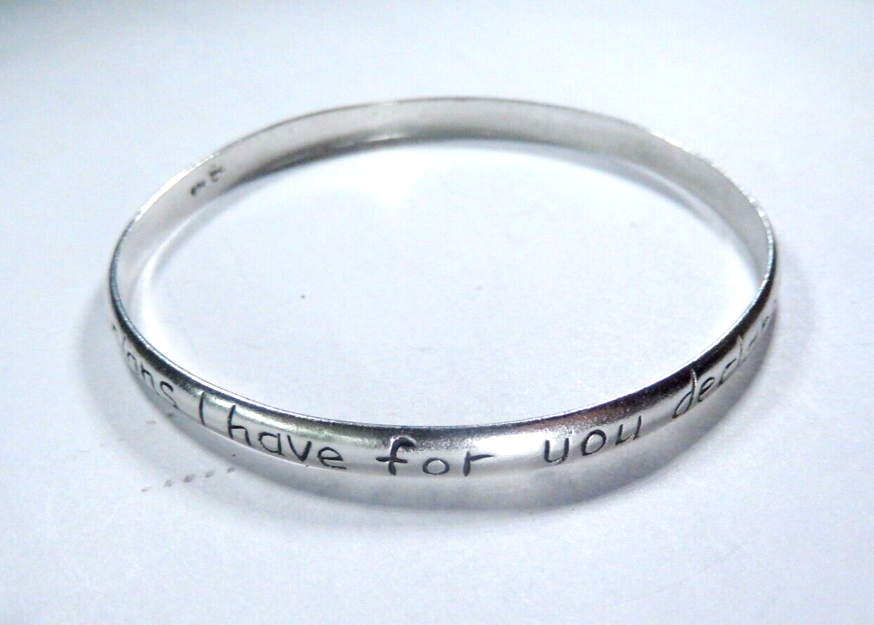 Sterling Silver Bangle Bracelet “For I Know The Plans....Declares " Jer 29:11