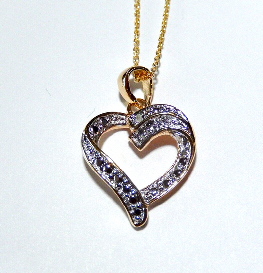Ross Simons Gold Vermeil 925 Diamond Heart Pendant with 18 Vermeil Chain