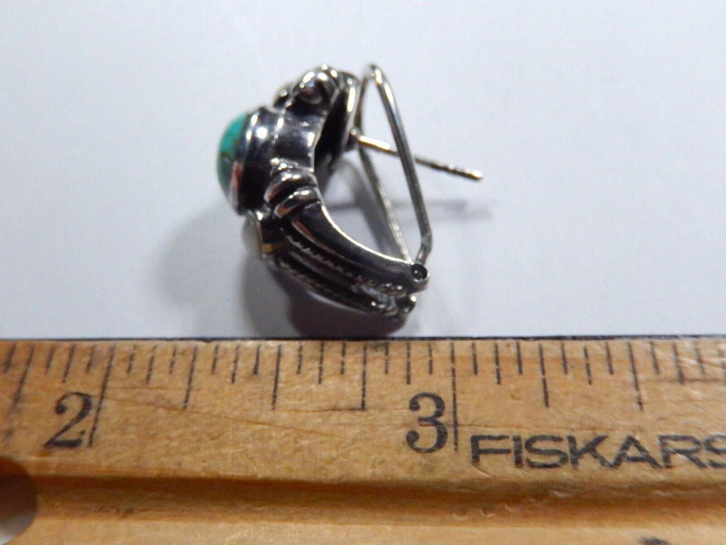 Southwestern Sterling 925 Silver Turquoise & Mother of Pearl Lever Back Earrings