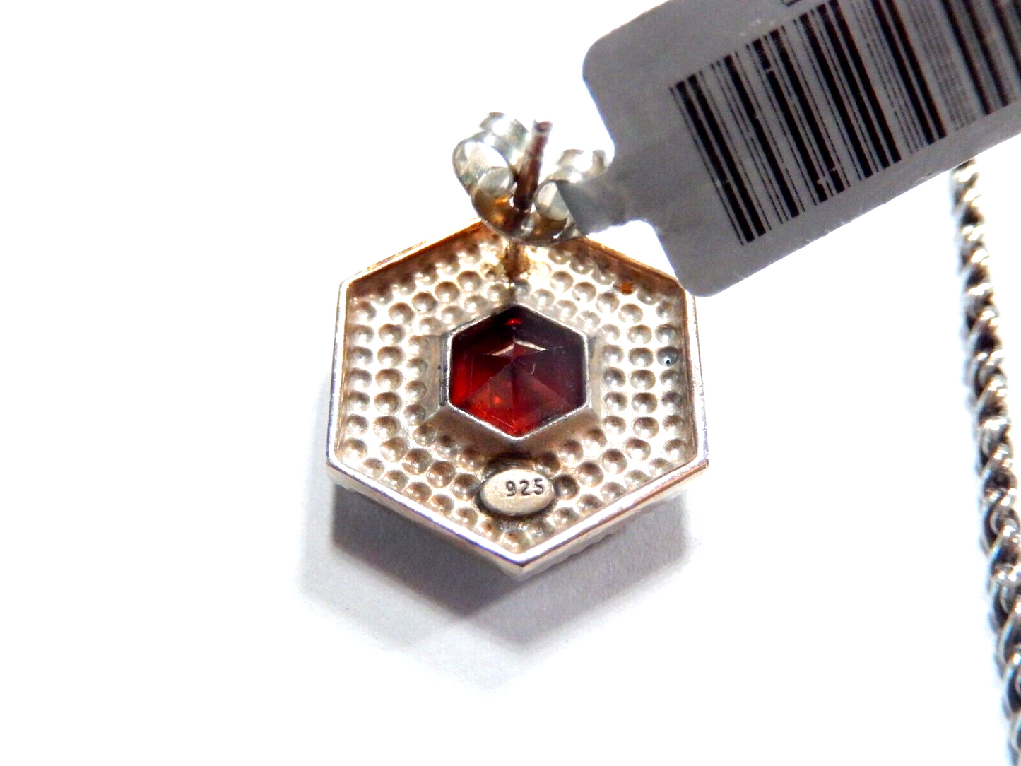 HIGH-END DESIGNER STERLING SILVER GARNET & MARCASITES PENDANT & EARRINGS SET