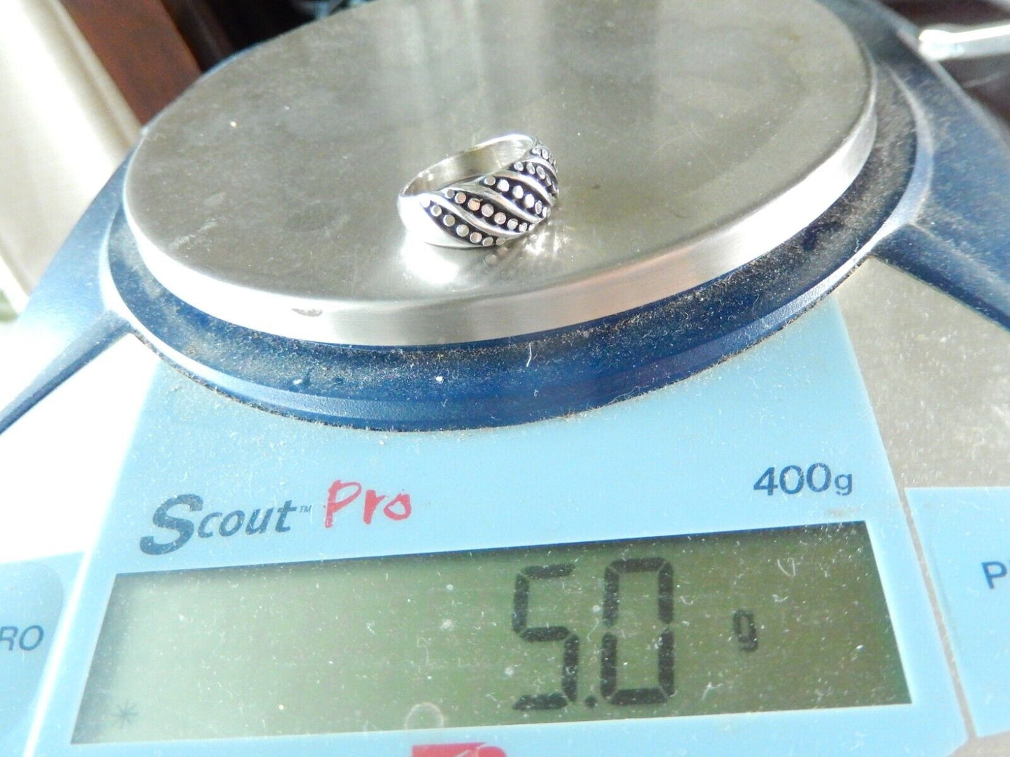 *VINTAGE*  Sterling Silver 925 Cast Ball Dot Dome 9mm Wide Band Ring Size 7.25