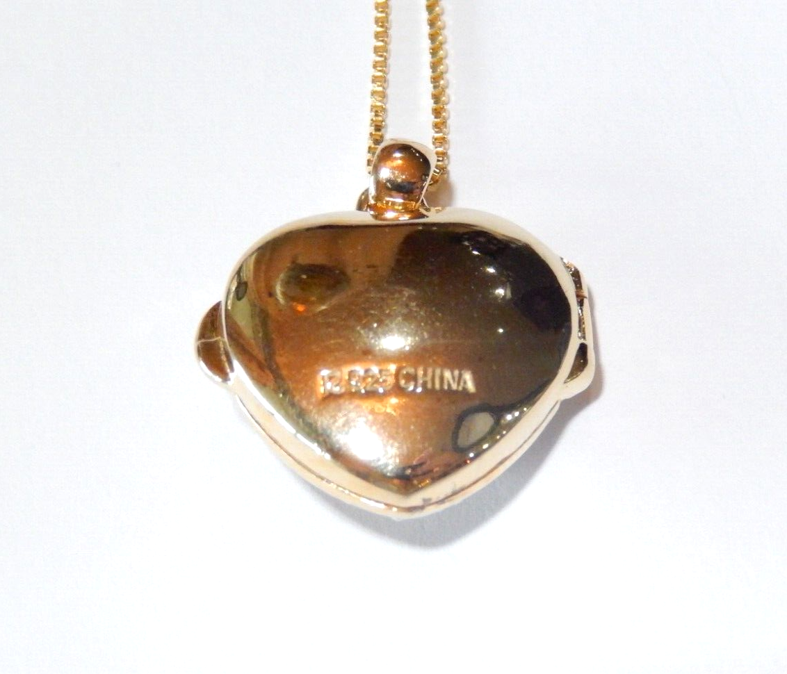 NEWRoss Simmons Gold Vermeil Diamond Sapphire Ruby Heart Locket w18 Chain