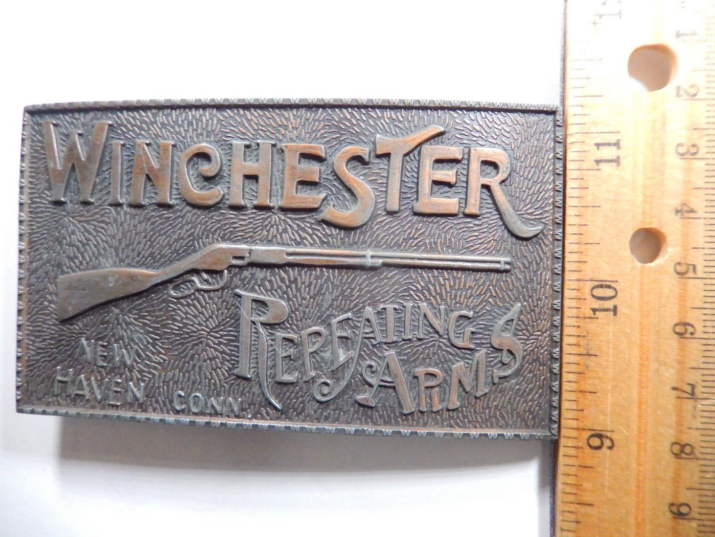 USED Vintage Metal Winchester Repeating Arms New Haven Conn. Belt Buckle. NICE!