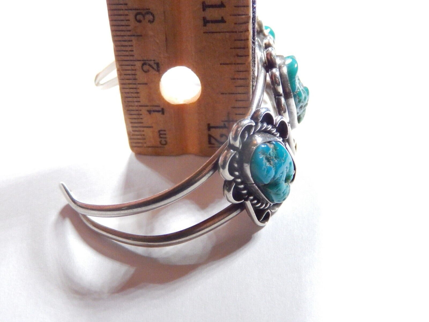 VINTAGE- Signed Native American Navajo Turquoise Sterling silver Cuff Bracelet