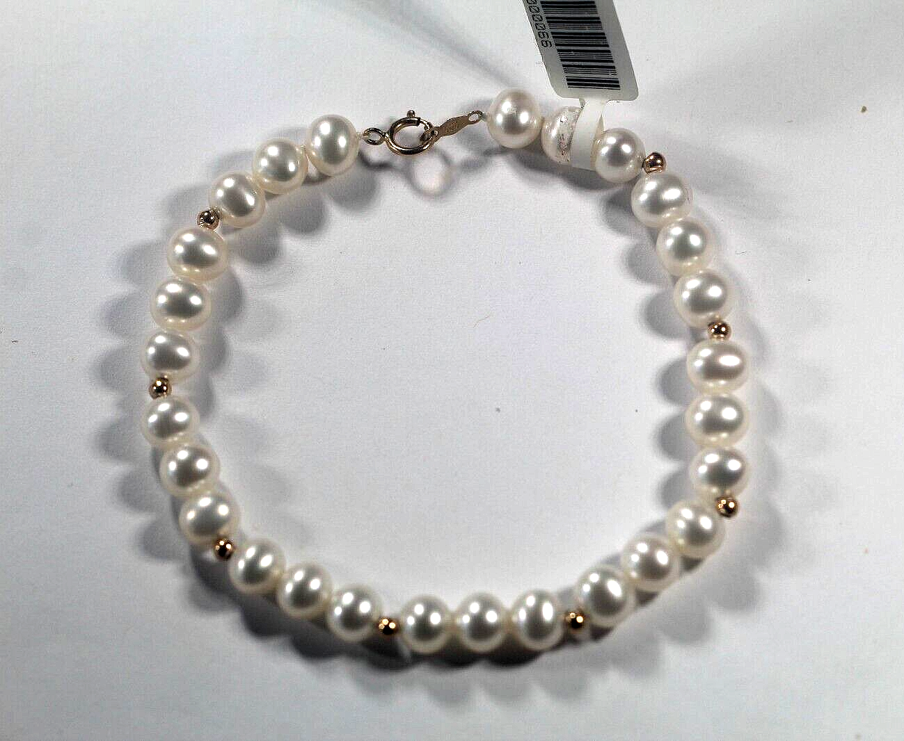 Ladies 14K Yellow Gold Bead and Pearl Bracelet 7.25"